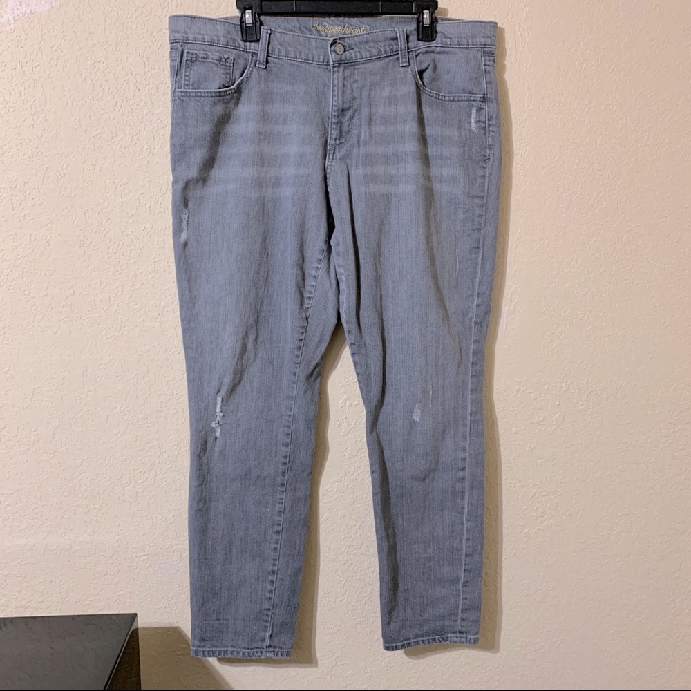 Old Navy Grey Distressed Denim Jeans Plus Size 16